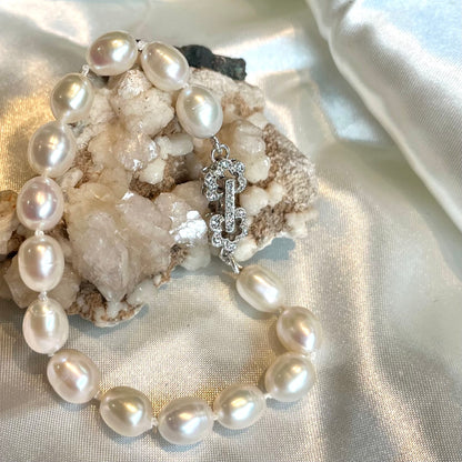Freshwater Rice Pearl Knotted Bracelet - Your Choice of Clasp - Handcrafted Sterling Silver Jewelry by Linda Blackbourn