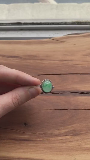 Green Jade Ring - Delica Ring - Unique Silversmith Ring - .925 Sterling Silver