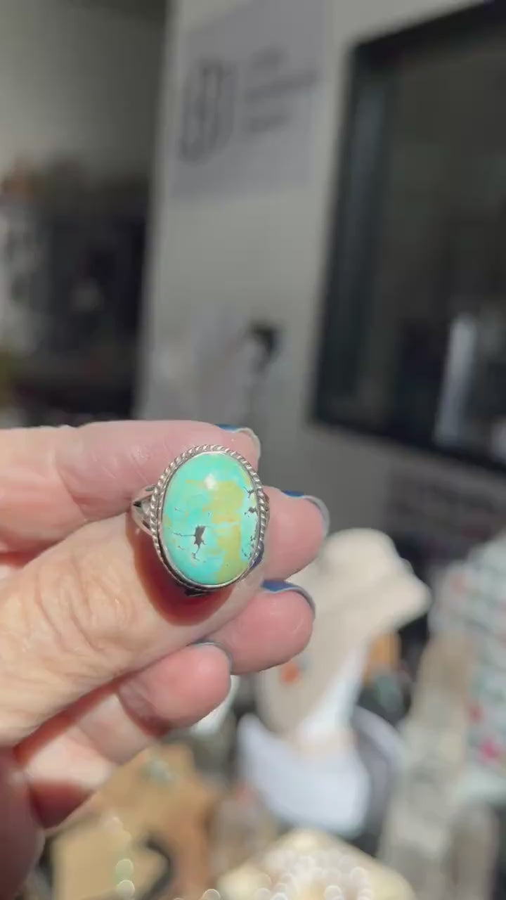 Sterling Silver Turquoise Ring - Boho Silversmith Design