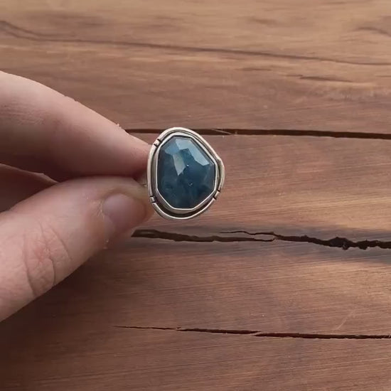 Chunky Apatite Sterling Silver Ring – Custom Handmade Boho Silversmith Jewelry