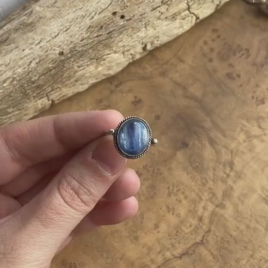 Blue Kyanite Delica Ring - Sterling Silver Ring - Size 5