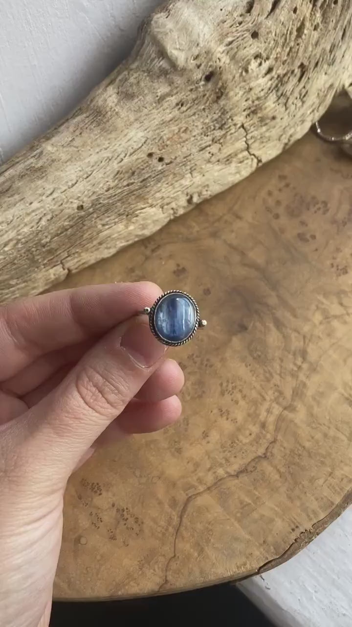 Blue Kyanite Delica Ring - Sterling Silver Ring - Size 5