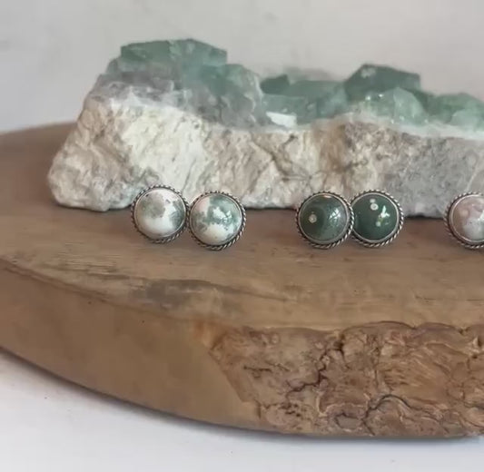 Choose Your Pair - Ocean Jasper Sterling Silver Studs - Silversmith Post Earrings
