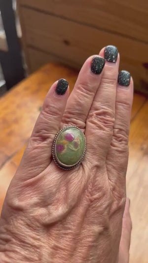 Ruby in Fuchsite Ring - Choose your Stone - .925 Sterling Silver - Big Ruby Ring