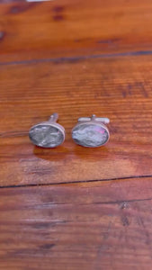 Crystal Seraphinite Cuff Links - Sage Green Cufflinks - Sterling Silver