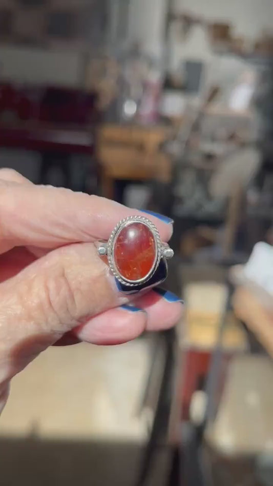 Hessonite Garnet Lasso Ring | Sterling Silver