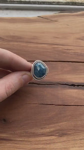 Chunky Apatite Sterling Silver Ring – Custom Handmade Boho Silversmith Jewelry