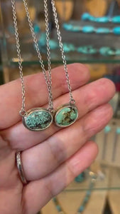 Turquoise Necklace with Chain - Sterling Silver