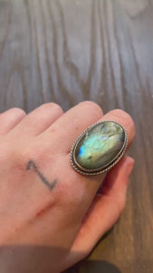 Big Boho Ring in Labradorite - .925 Sterling Silver Ring - Silversmith Ring - Big Labradorite Ring