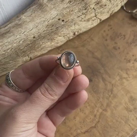 Smoky Quartz Delica Ring -.925 Sterling Silver