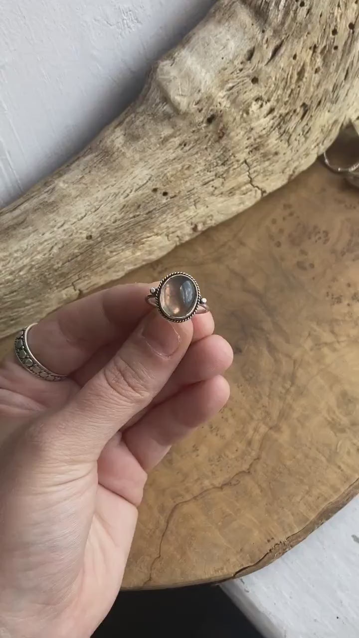 Smoky Quartz Delica Ring -.925 Sterling Silver