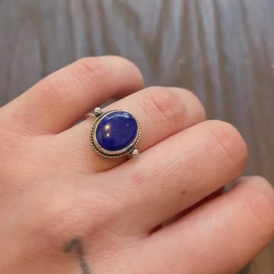 Sterling Silver Lapis Lazuli Ring - Handmade Silversmith Jewelry