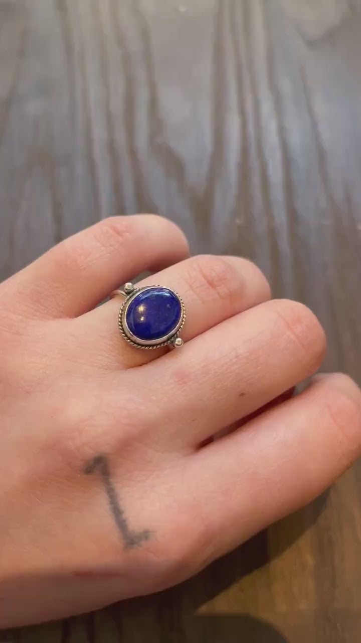 Sterling Silver Lapis Lazuli Ring - Handmade Silversmith Jewelry
