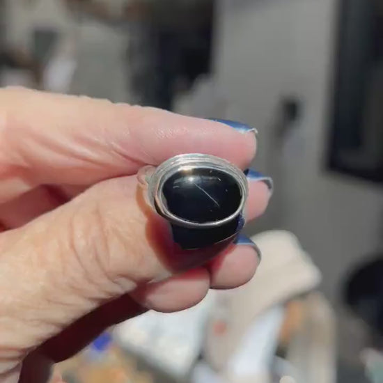East West Oval Black Onyx Ring – Silversmith .925 Sterling Silver