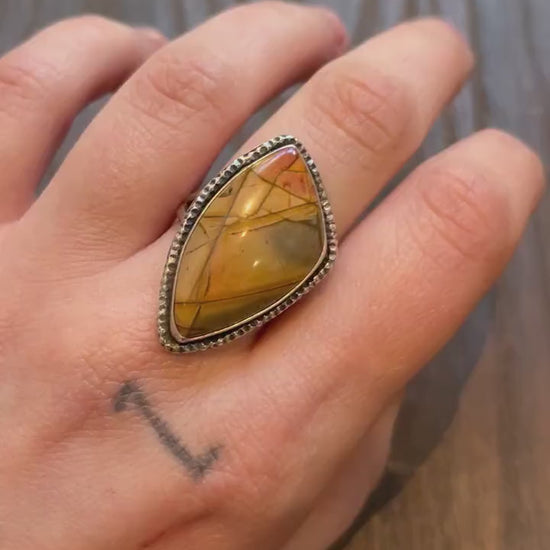 Hammered Sterling Silver Red Creek Jasper Ring - Silversmith Jewelry - Choose Your Stone