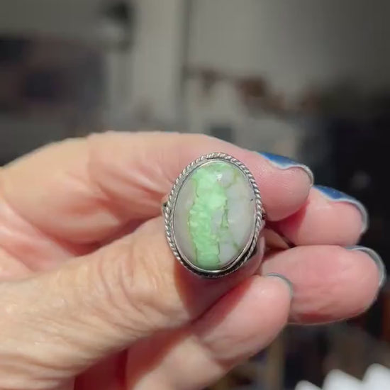 Green Variscite Sterling Silver Ring - Silversmith Boho Jewelry
