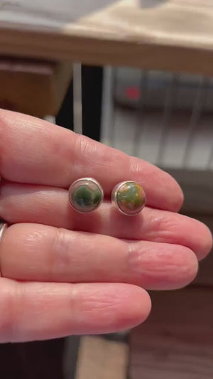 Ocean Jasper Sterling Silver Studs - Silversmith Post Earrings