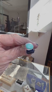 Kingman Turquoise Sterling Silver Ring – East West Oval Design