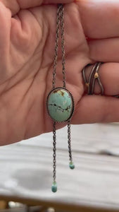 Turquoise Bolo Necklace - Sterling Silver Bolo - Turquoise Mock Bolo - Silversmith