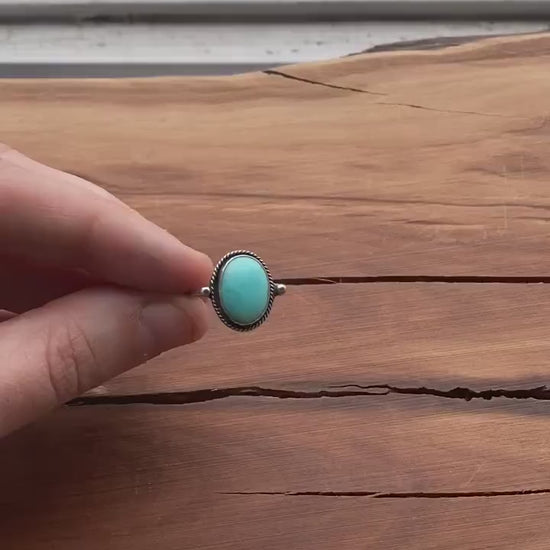 Dainty Amazonite Ring - Sterling Silver, Mint Turquoise Jewelry