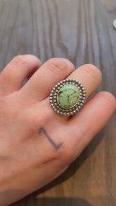 Beaded Turquoise Ring - Sterling Silver Ring - Boho Turquoise Ring - Silversmith Ring