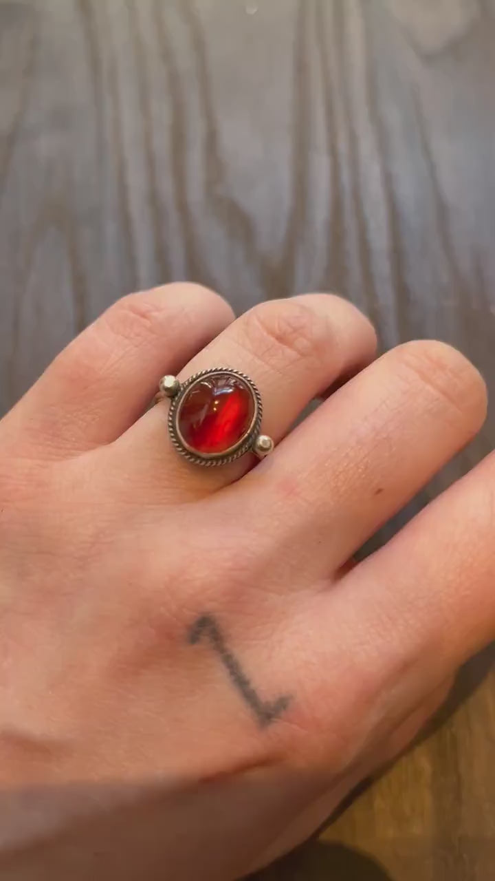 Silversmith Red Agate Ring – Dainty Sterling Silver Jewelry
