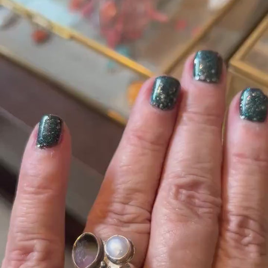 Tourmaline Ring - Fringe Ring - Freshwater Pearl Ring - Sterling Silver - Gold Filled