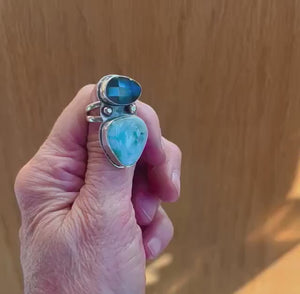 Larimar and Labradorite Ring Size 7