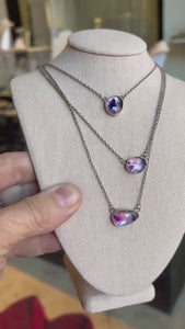Trapiche Amethyst Sterling Silver Necklace - Rose Cut Purple Pendant