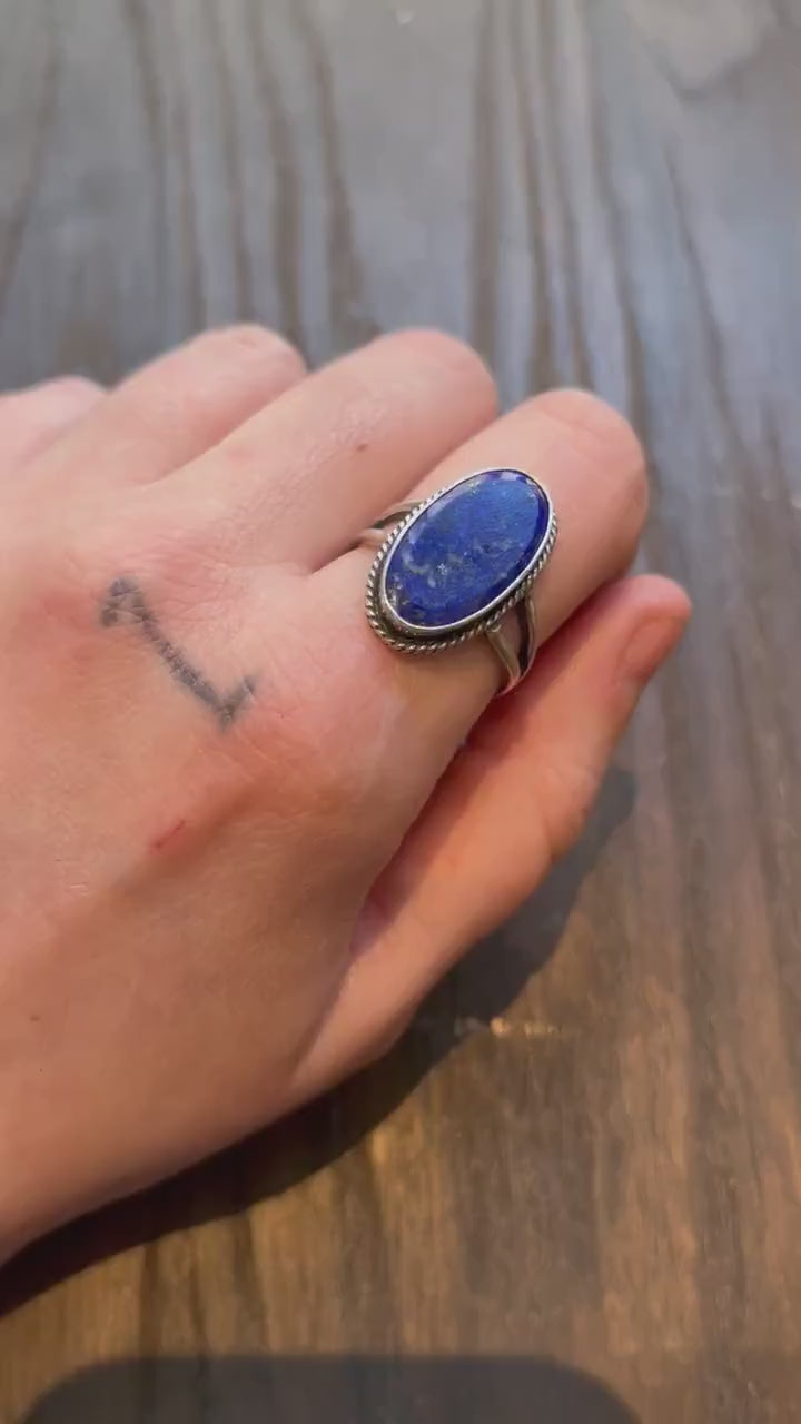 Lapis Lazuli Boho Ring -  Blue Lapis Ring - Made to Order