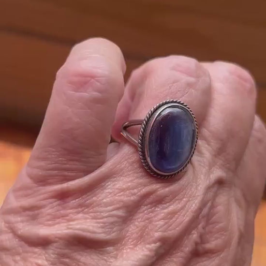 Blue Kyanite Boho Ring - Sterling Silver Ring - Choose Your Size