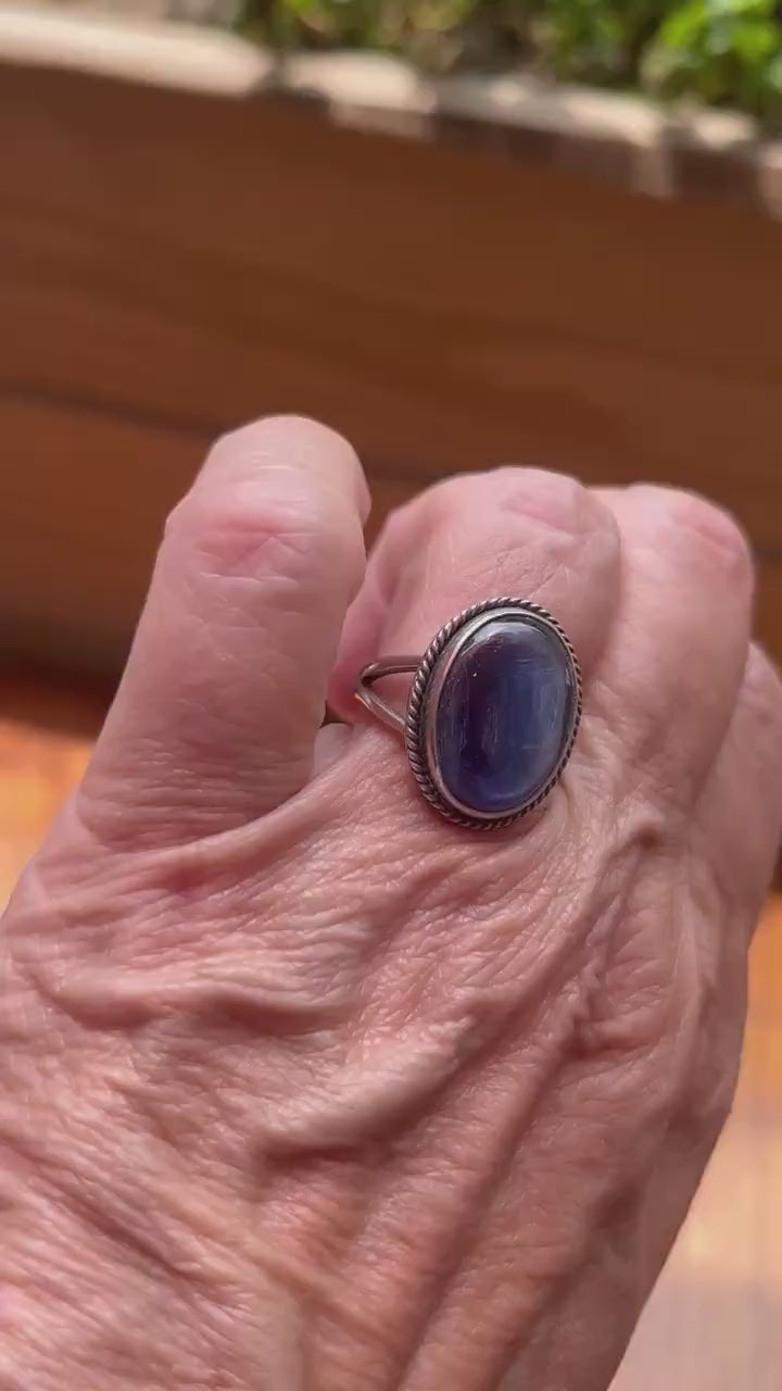 Blue Kyanite Boho Ring - Sterling Silver Ring - Choose Your Size
