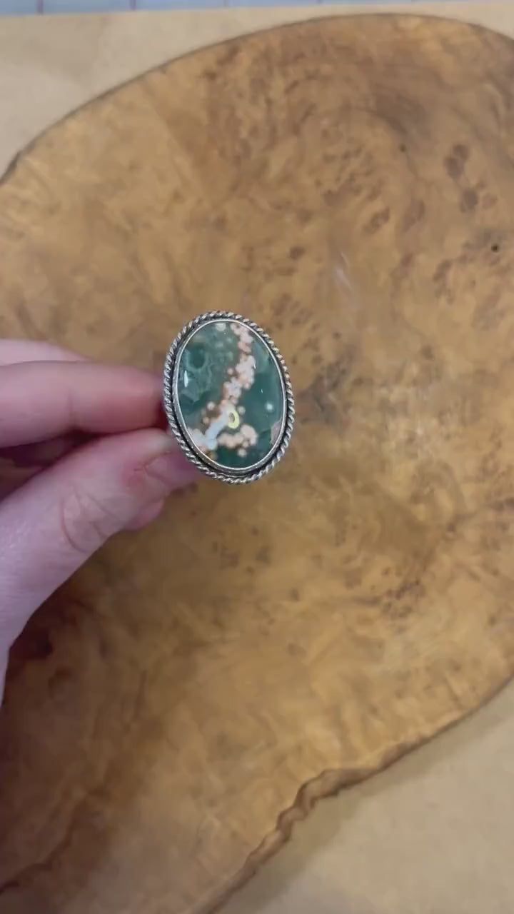 CUSTOM Ocean Jasper Boho Ring - .925 Sterling Silver - Choose your AAA Stone