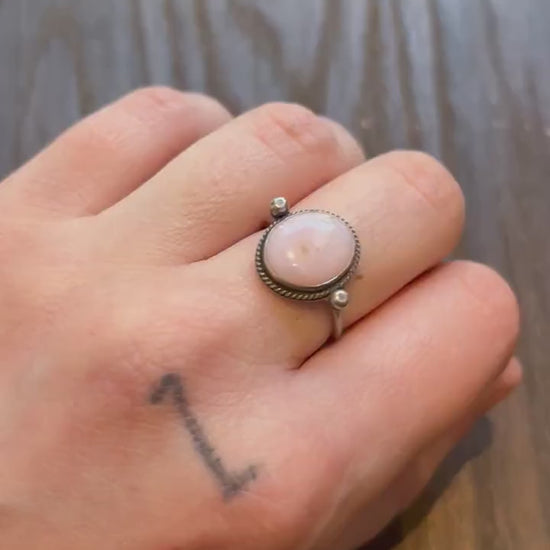 Pink Opal Delica Ring -  Silversmith Ring - Feminine Jewelry