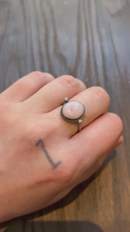 Pink Opal Delica Ring -  Silversmith Ring - Feminine Jewelry