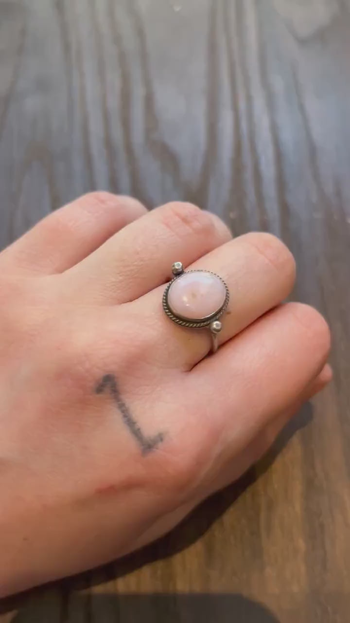 Pink Opal Delica Ring -  Silversmith Ring - Feminine Jewelry