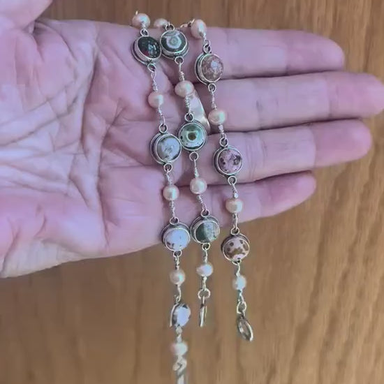 Ocean Jasper Link Bracelet with Freshwater Pearls - Choose Your Finished Jewelry