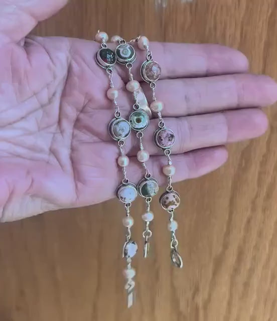 Ocean Jasper Link Bracelet with Freshwater Pearls - Choose Your Finished Jewelry