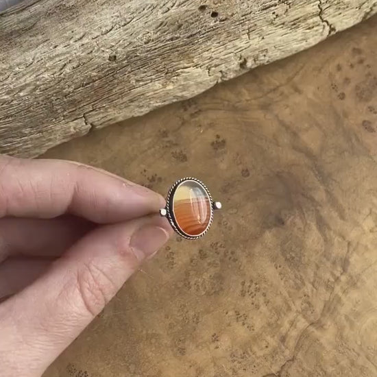 Custom Red Banded Agate Ring – Sterling Silver, Choose Your Stone