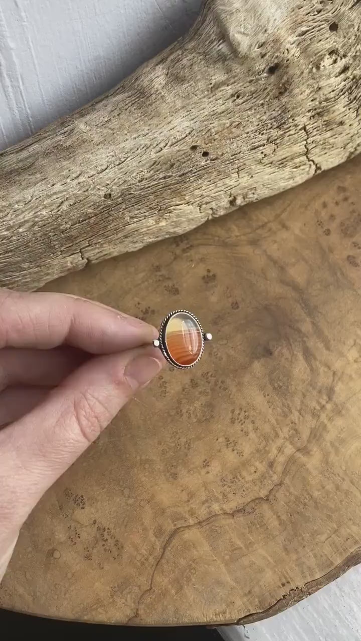 Custom Red Banded Agate Ring – Sterling Silver, Choose Your Stone