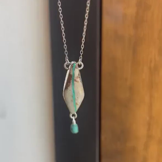 Royston Ribbon Turquoise Pendant Necklace – Sterling Silver, Kite Turquoise Drop