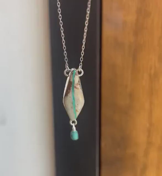 Royston Ribbon Turquoise Pendant Necklace – Sterling Silver, Kite Turquoise Drop