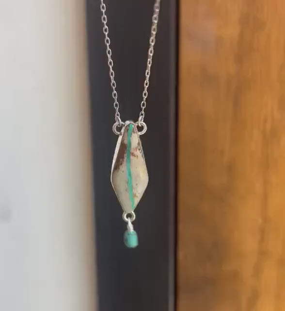 Royston Ribbon Turquoise Pendant Necklace – Sterling Silver, Kite Turquoise Drop