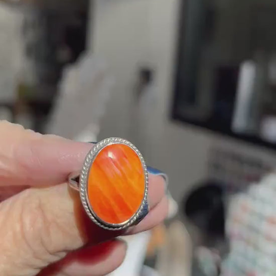 Boho Spiny Oyster Ring - Sterling Silver Chili Pepper Jewelry