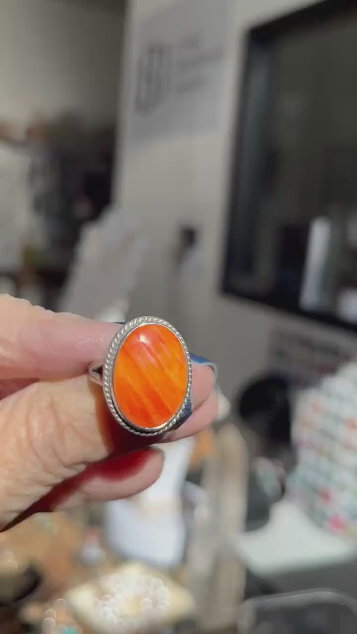 Boho Spiny Oyster Ring - Sterling Silver Chili Pepper Jewelry