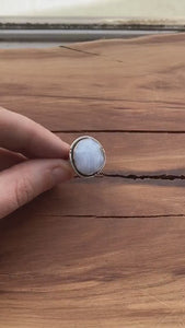 Custom Blue Lace Agate Ring - Chunky Boho Ring - Sterling Silver - Choose Your Stone