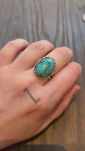 Boho Turquoise Ring - Sterling Silver Ring - Nacozari Turquoise  Statement Ring - Silversmith Ring