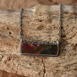 Ready to Ship - Red Creek Jasper Necklace - Pendant with Chain - Hanging Rock Pendant