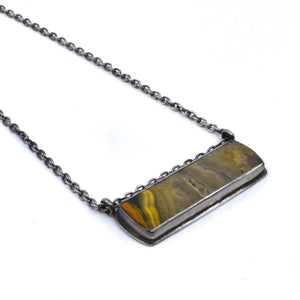 READY TO SHIP - Bumble Bee Jasper Necklace - Pendant with Chain - .925 Sterling Silver Pendant