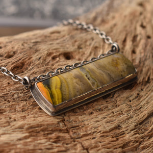 READY TO SHIP - Bumble Bee Jasper Necklace - Pendant with Chain - .925 Sterling Silver Pendant